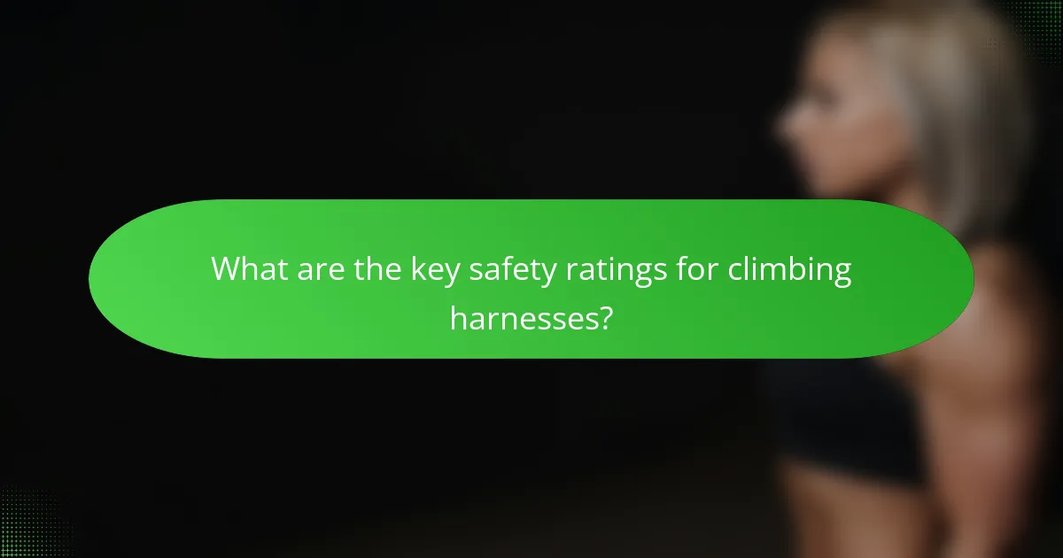 What are the key safety ratings for climbing harnesses?